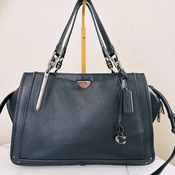 Coach Dreamer 36 Gunmetal Black Leather Tote Bag 38550 - Picture 5 of 15